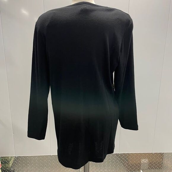 Black Dress 1XL Embroidered Floral Boho Chic Long Sleeve Flowy Elegant - Picture 8 of 8